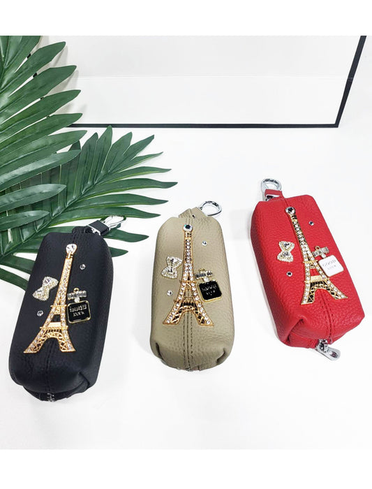 エッフェル塔モチーフカウレザーポーチ　