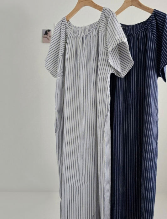 ストライプコットンワンピース