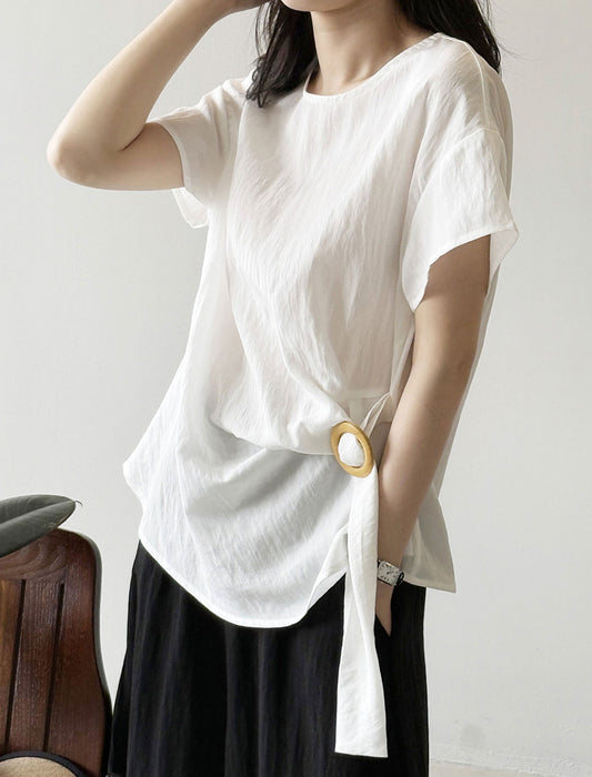 ワンサイドドロストブラウス