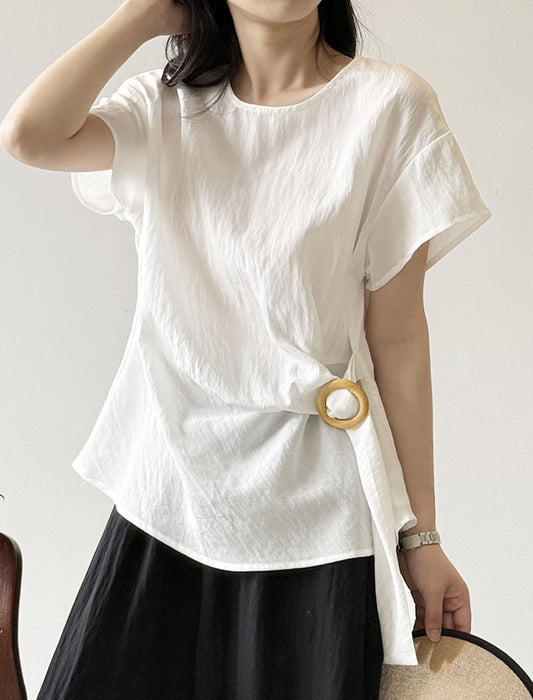 ワンサイドドロストブラウス