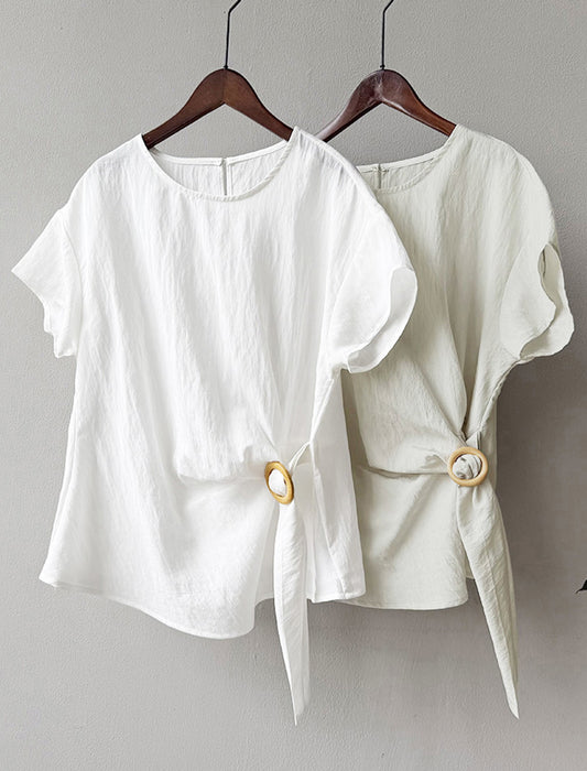 ワンサイドドロストブラウス