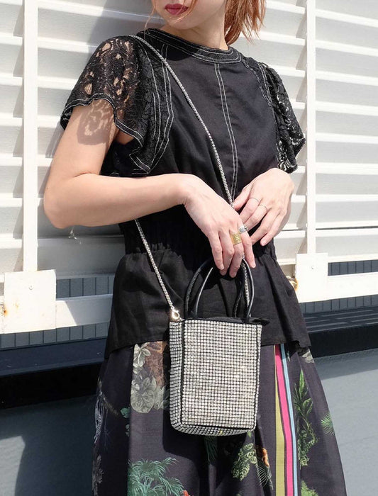 ストラップ付きラインストーンバッグ