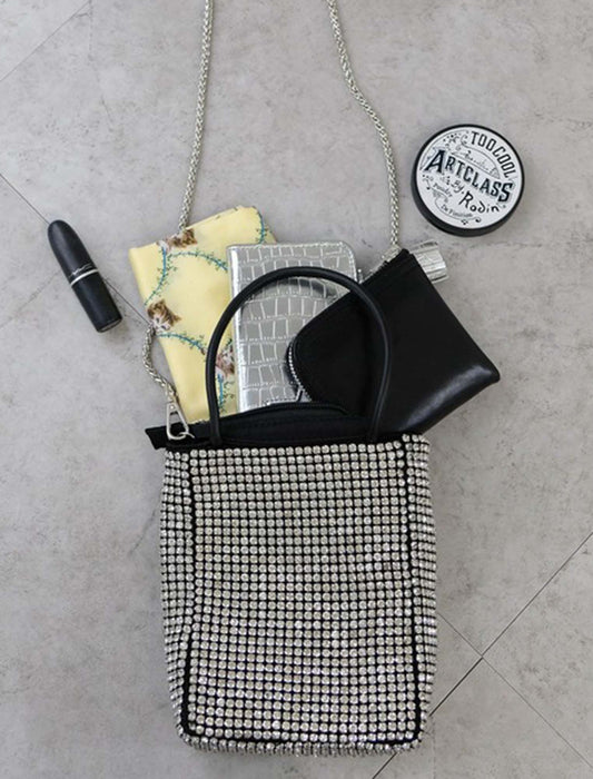 ストラップ付きラインストーンバッグ