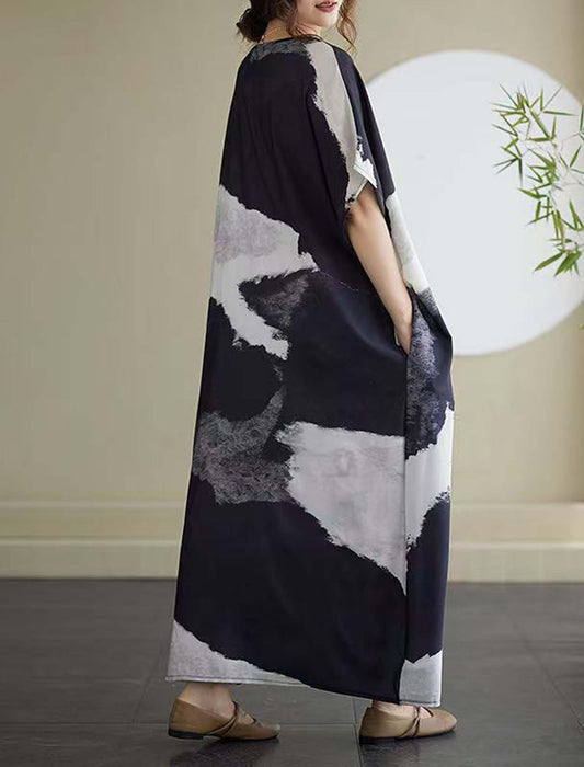 墨絵風プリントワンピース