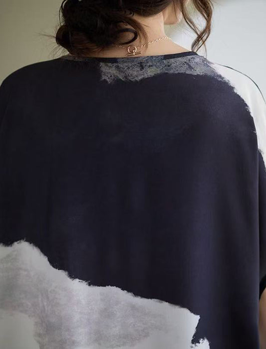 墨絵風プリントワンピース