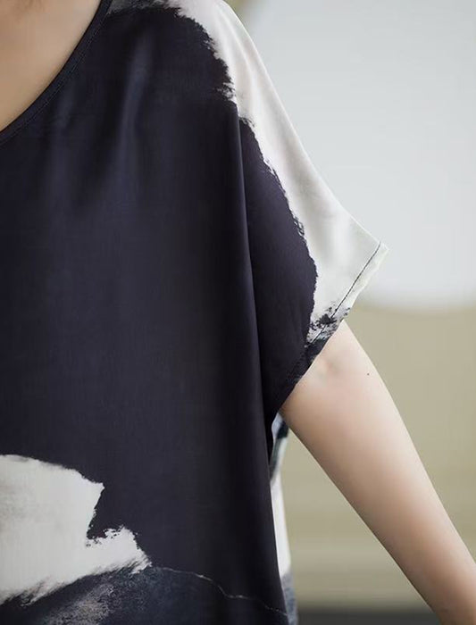 墨絵風プリントワンピース