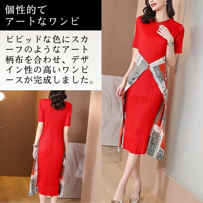 アシンメトリープリーツワンピース