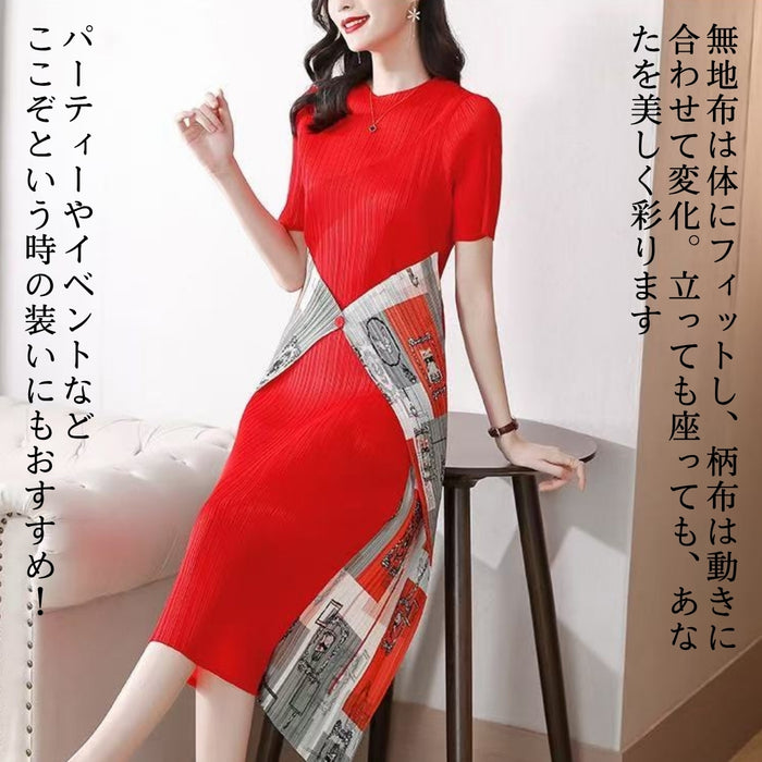 アシンメトリープリーツワンピース