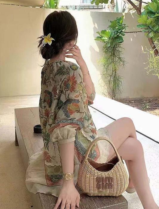 エスニックボタニカルチュニック