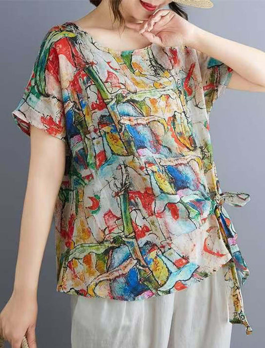 カラフルペイント風リボントップス