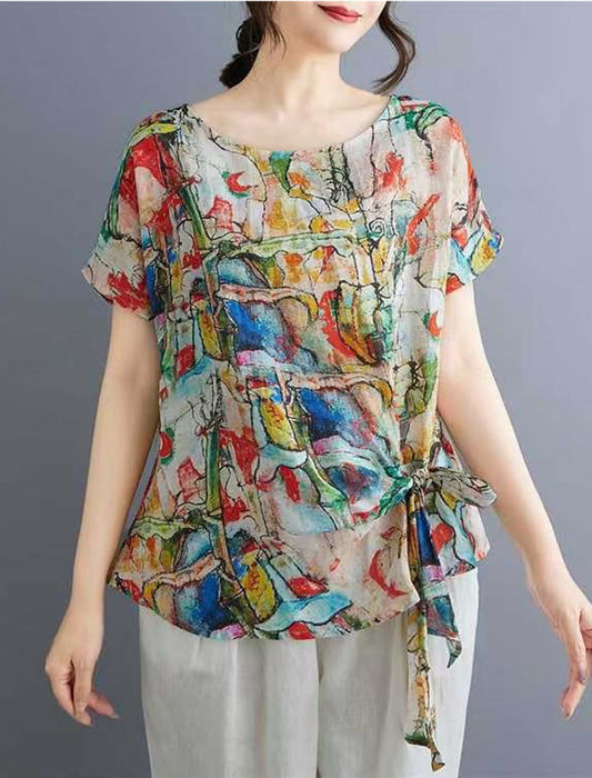 カラフルペイント風リボントップス