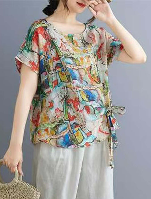 カラフルペイント風リボントップス