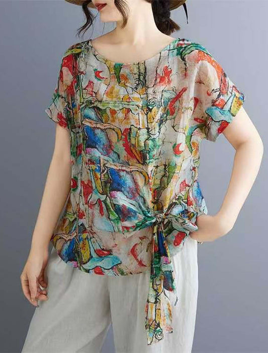 カラフルペイント風リボントップス