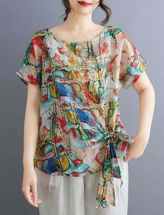 カラフルペイント風リボントップス