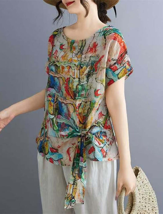 カラフルペイント風リボントップス