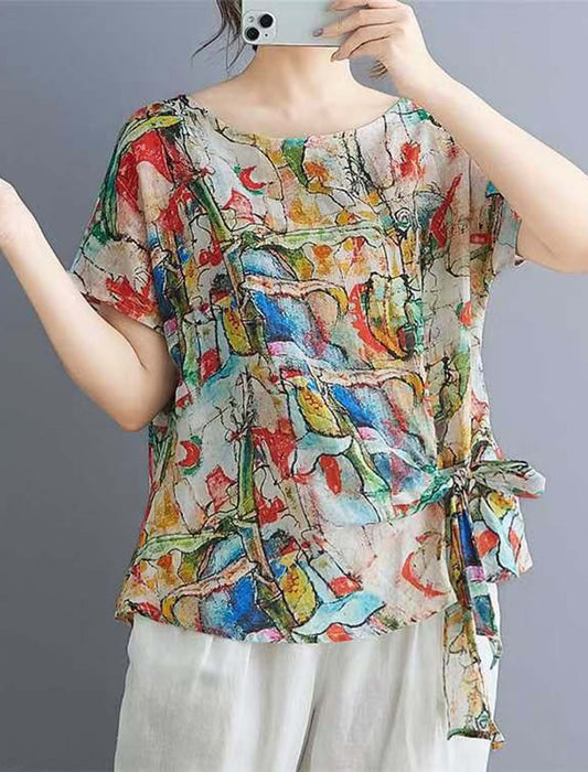 カラフルペイント風リボントップス