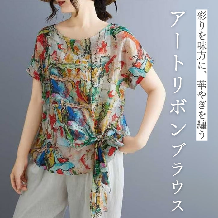 カラフルペイント風リボントップス