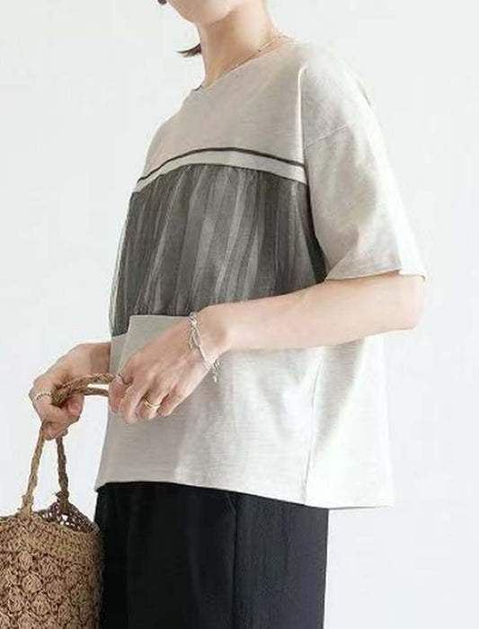 胸元チュールカットソー