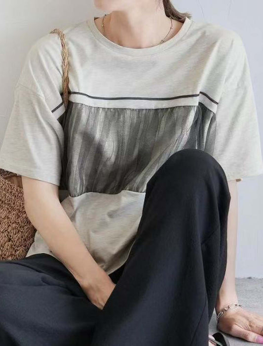 胸元チュールカットソー