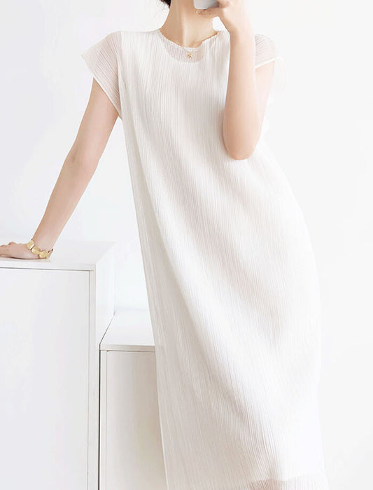 メッシュレース2枚重ねプリーツワンピース　