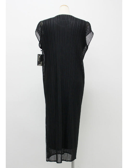 メッシュレース2枚重ねプリーツワンピース　