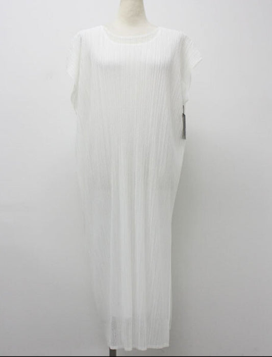 メッシュレース2枚重ねプリーツワンピース　