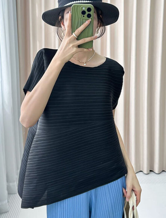 ウエスト切り替えプリーツトップ