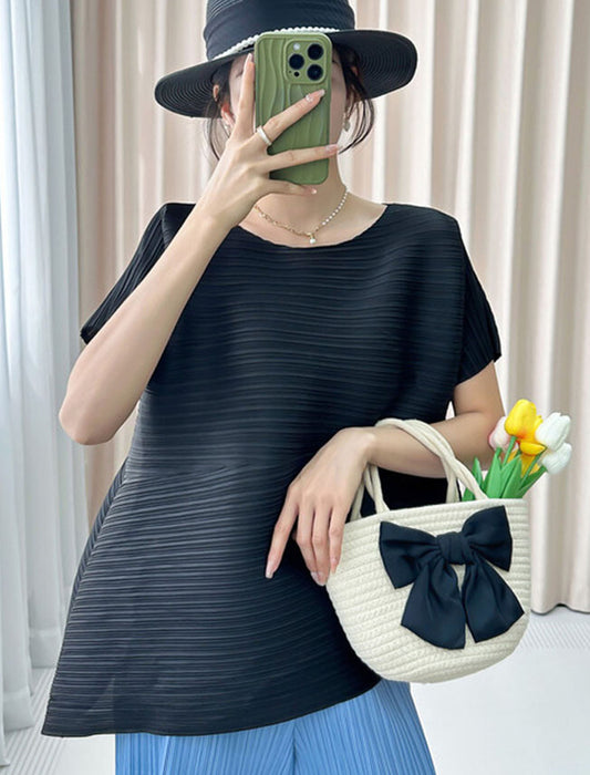 ウエスト切り替えプリーツトップ