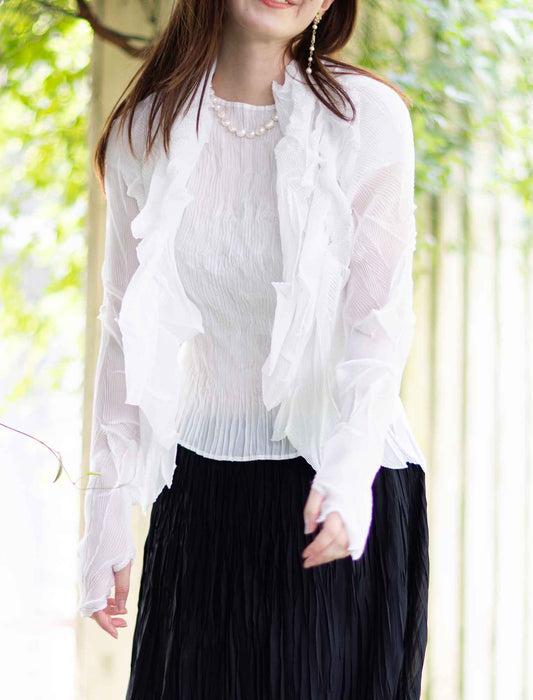 ＜SPECCHIO＞シフォンプリーツボレロ