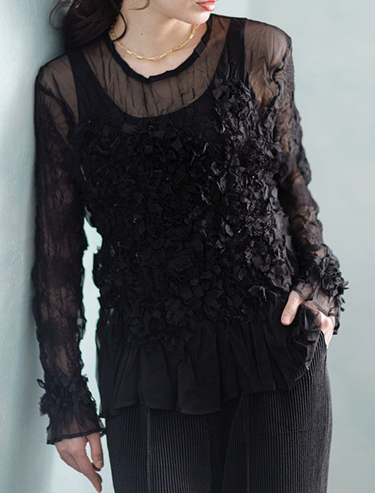 ＜SPECCHIO＞シアーGプリーツ プルオーバー