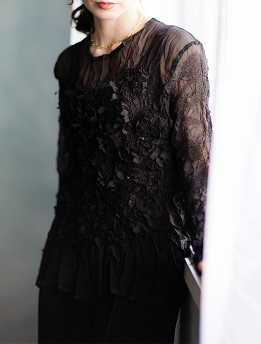 ＜SPECCHIO＞シアーGプリーツ プルオーバー