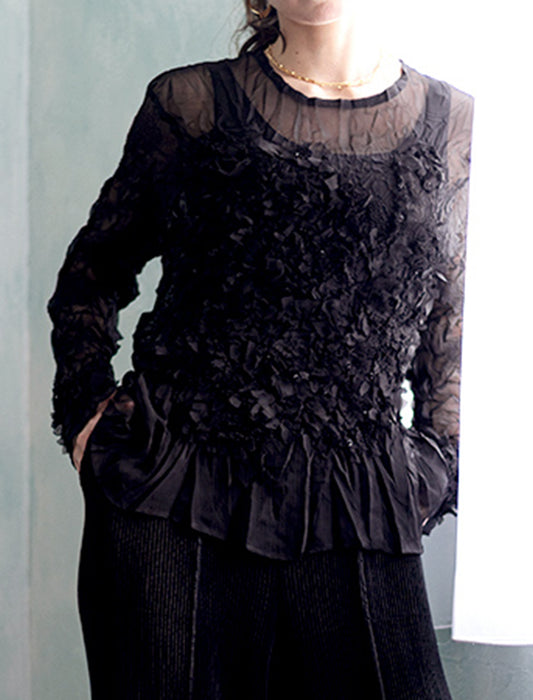 ＜SPECCHIO＞シアーGプリーツ プルオーバー