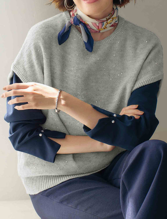 【受注】スパンコール使いニットベスト