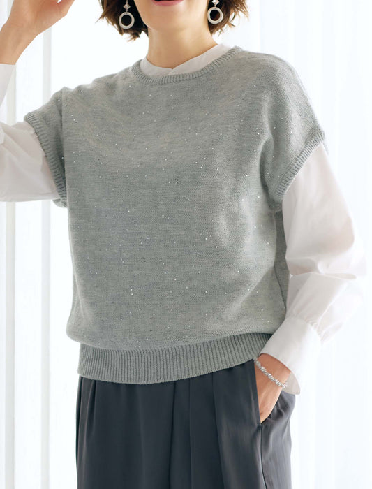 【受注】スパンコール使いニットベスト