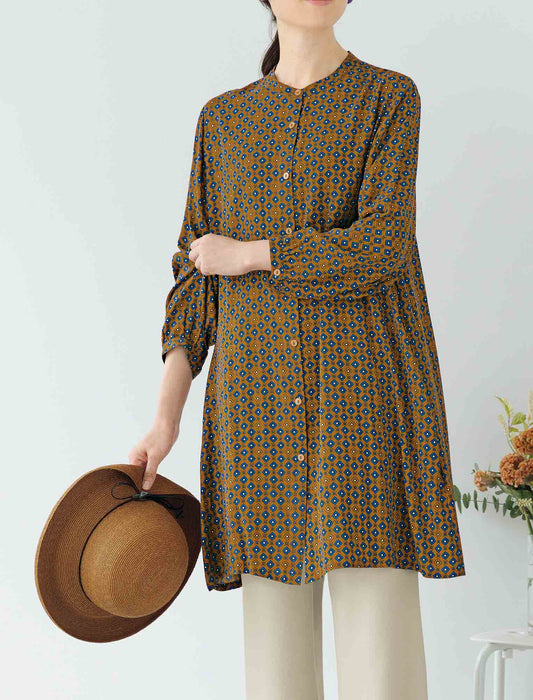 【受注】小紋柄風プリントチュニック　