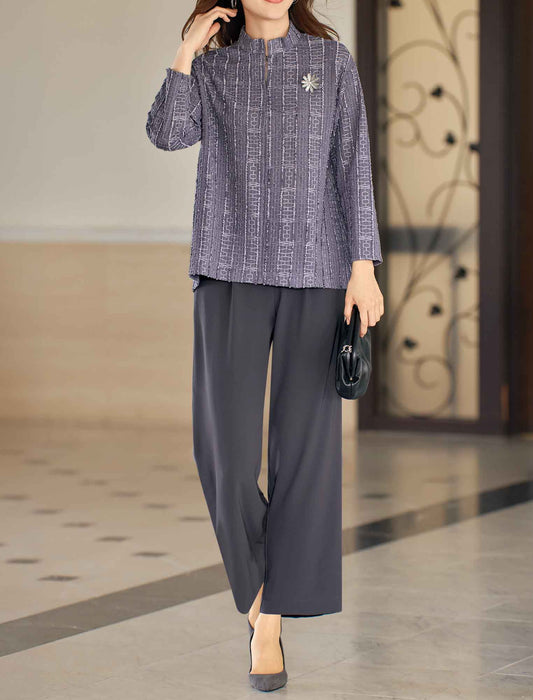 【受注】変わり織ブラウス＆パンツセット
