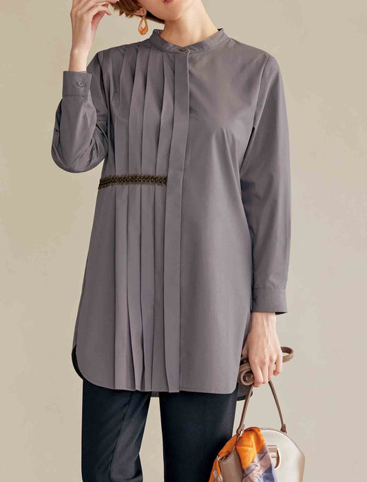 【受注】プリーツデザインシャツチュニック