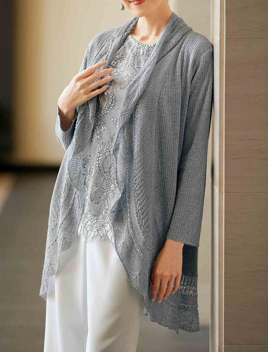 【受注】ラメ入りニットカーディガン＆総レースブラウス