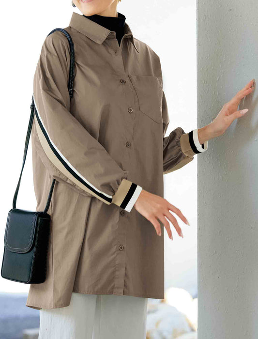 【受注】カラーライン使いシャツチュニック