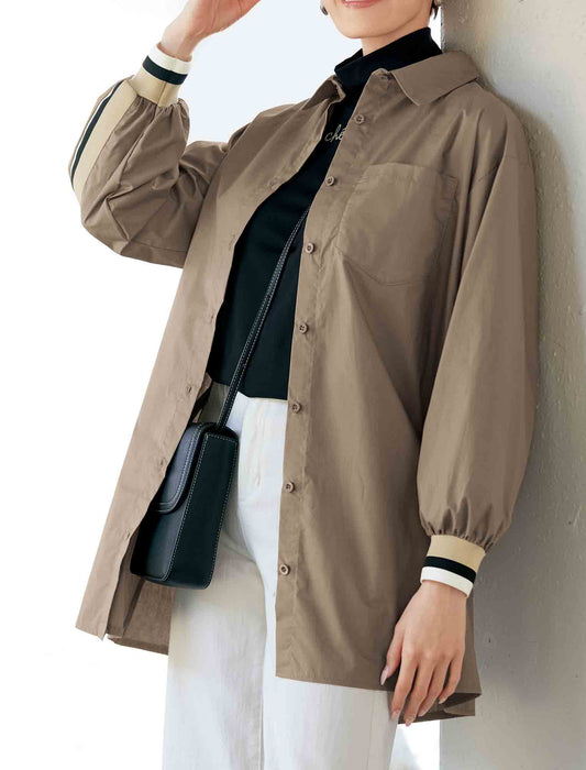 【受注】カラーライン使いシャツチュニック