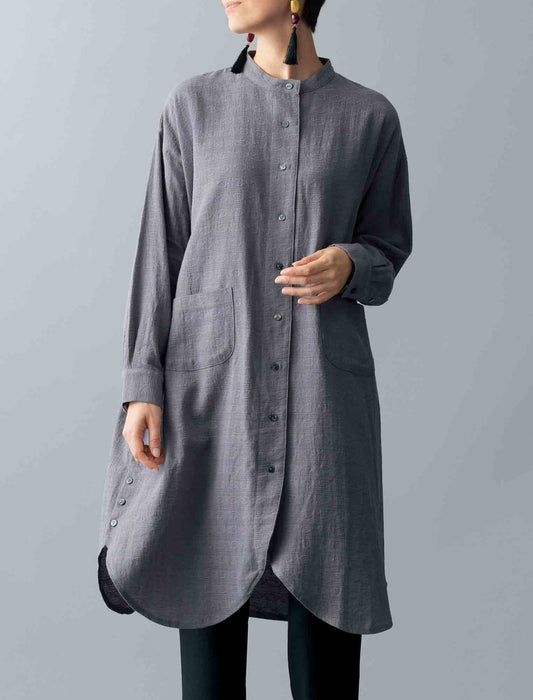 【受注】サイドボタンジャカードシャツチュニック　