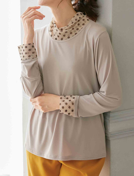 【受注】水玉メッシュ切替えプルオーバー(同サイズ2色組）