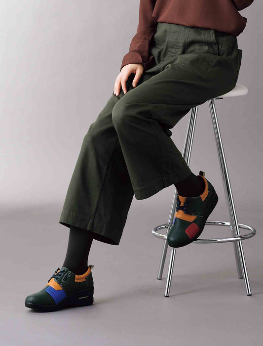 【受注】エアソールゴム紐配色パッチワークウォーキングシューズ　