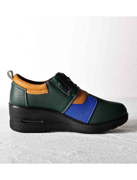 【受注】エアソールゴム紐配色パッチワークウォーキングシューズ　