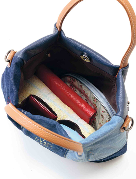 【受注】デニムフラワー刺しゅう２WAYショルダートート