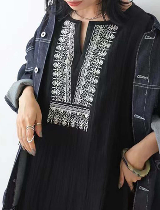 刺繍Vネックワンピース