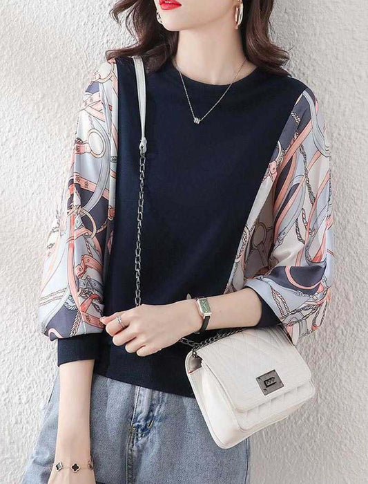 異素材切替トップス　