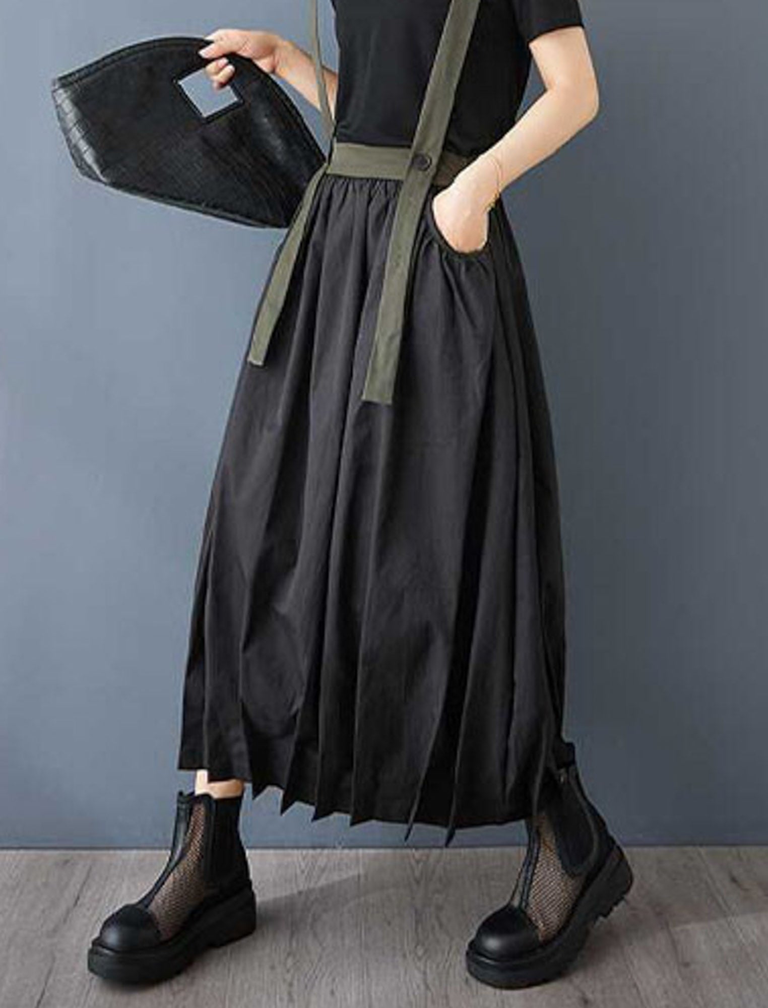 モード系サスペンダー付ロングスカート | Northmall（ノースモール