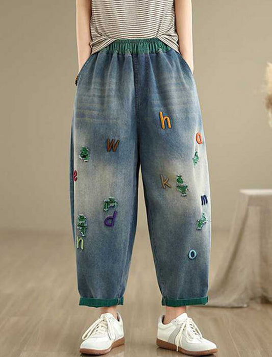 アルファベットロゴデザインデニムパンツ