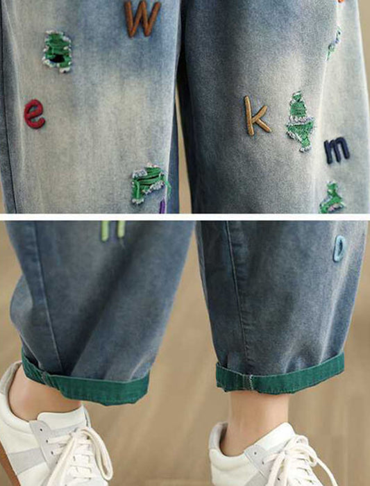 アルファベットロゴデザインデニムパンツ